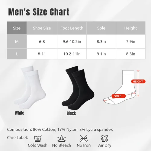 Vista 6 de Mens Dress Socks, Crew Socks for Men, Cotton Socks with Lycra Spandex Socks 4 Pairs