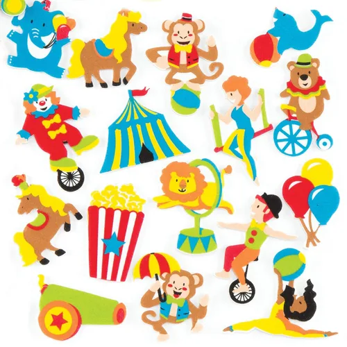 Vista 3 de Baker Ross AR346 - Calcomanías de espuma de circo, paquete de 120, autoadhesivas, perfectas para que los niños decoren collages y manualidades