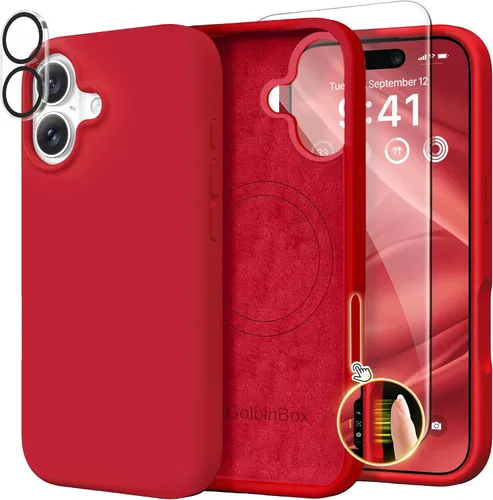 Vista 137 de GolbinBox Funda magnética para iPhone 17, compatible con MagSafe, cubierta de silicona integrada para control de cámara, funda de silicona líquida a