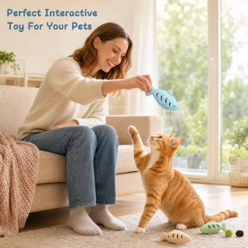 Vista 8 de Paquete de 2 juguetes de silicona para gatos con una bola de campana, dispensador interactivo de golosinas y masticador de dentición para gatitos