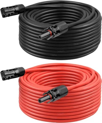 Vista 7 de Cable de Extensión Solar de 8 AWG 3 Pies Negro + 3 Pies Rojo, Cable de Panel Solar de Calibre 8 Macho a Hembra Alambre de Cobre Estañado para Panel