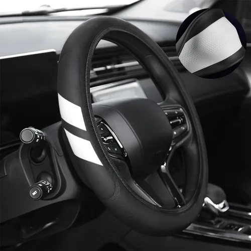 Vista 8 de Funda de cuero para volante compatible con Ram 1500 Silverado GMC Sierra 1500 (1500-rojo)