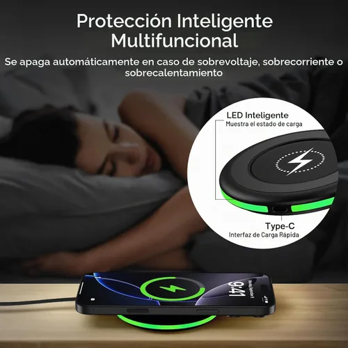 Vista 4 de Cargador inalámbrico para Samsung con almohadilla de carga rápida, cargador de teléfono inalámbrico para estación de carga Android, compatible