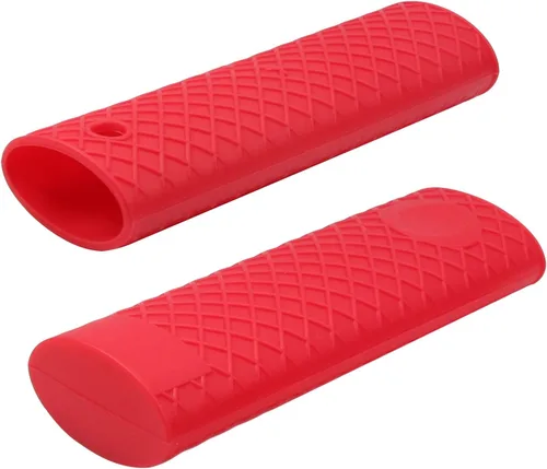 Vista 12 de MroMax Soporte de silicona con asa caliente de 6.1 pulgadas, agarradera antideslizante resistente al calor, para ollas de hierro fundido, woks Negro
