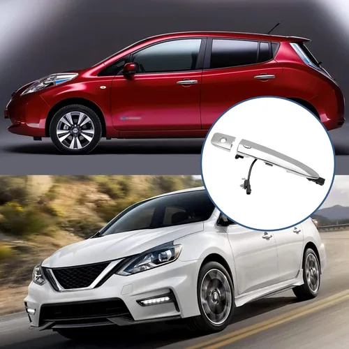 Vista 5 de Manija de puerta del conductor cromada, compatible con Nissan Sentra Murano Maxima Leaf 2009-2018, con sensor y sistema de entrada inteligente sin