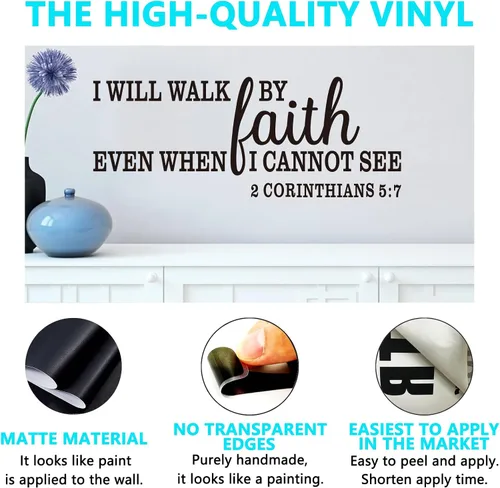 Vista 2 de Calcomanías de pared con versículos bíblicos para dormitorio: Citas cristianas inspiradoras para sala de estar, calcomanías de arte de vinilo