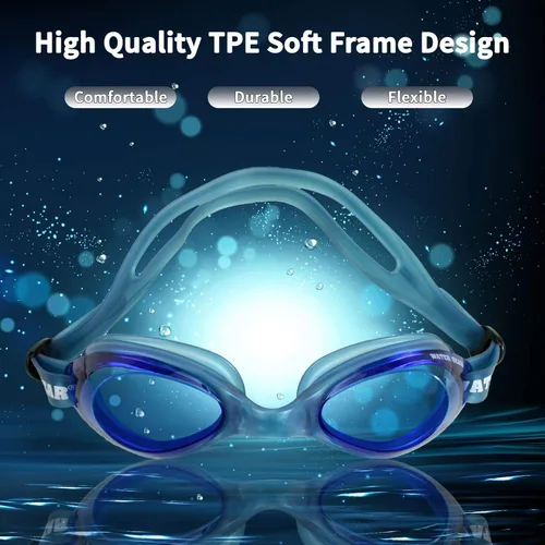 Vista 6 de Water Gear Racer - Gafas de natación antiniebla, ideales para piscina y buceo, unisex Azul con marco azul