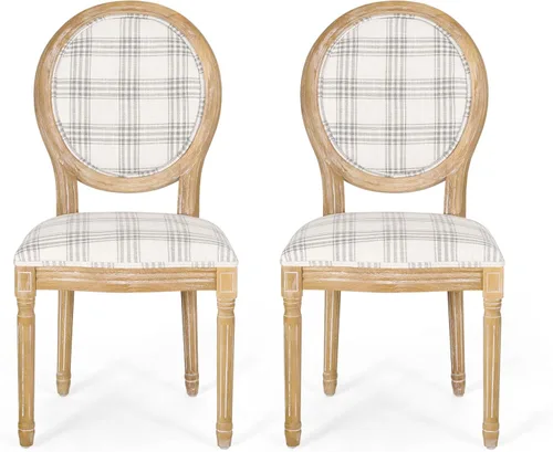 Vista 22 de Christopher Knight Home - Juego de sillas para comedor, modelo Phinnaeus, juego de 4, madera, rayas azul oscuro + beige claro + natural
