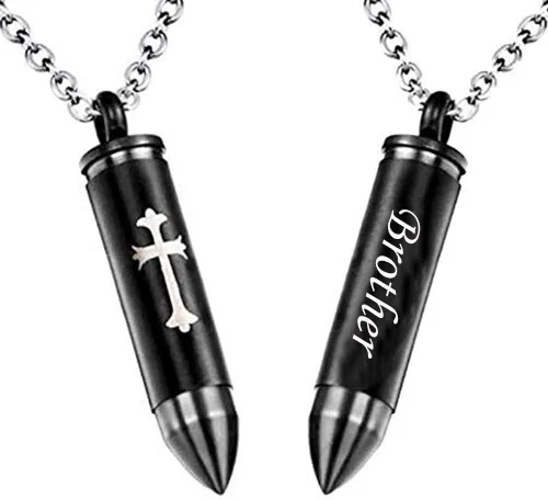 Vista 18 de Collar con colgante con forma de bala y diseño de cruz celta, urna conmemorativa para cenizas