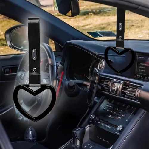 Vista 2 de Q1-TECH, JDM Tsurikawa Anillo japonés de metro, tren, autobús, mango de coche, lindo mango en forma de corazón, correa de mano, anillos