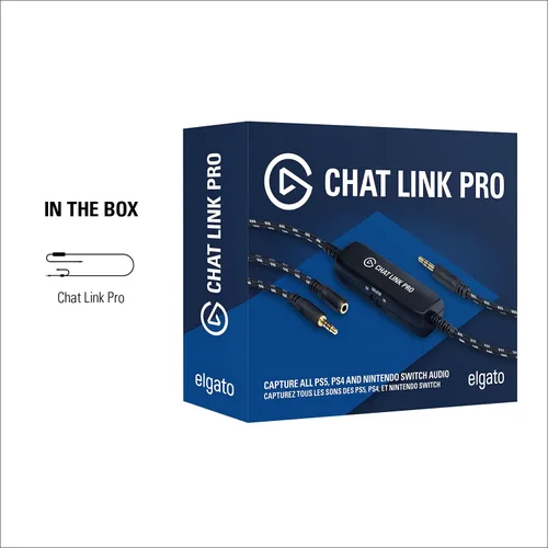 Vista 5 de Elgato Chat Link Pro - Adaptador de audio para PS5 PS4 Nintendo Switch captura chat de voz sonido de juego cable extra largo