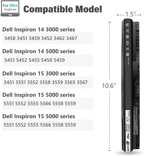 Vista 2 de M5Y1K - Batería para portátil Dell Inspiron 14-3000 14-5000 15-3000 15-5000 Series 3451 3458 3551 3552 3558 5451 5551 5552 5555 555 555 558 5 559
