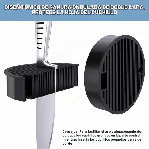 Vista 3 de Bloque de cuchillos sin cuchillos, solo bloque redondo universal para cuchillos, soporte de cuchillos desmontable para una fácil limpieza, ahorra