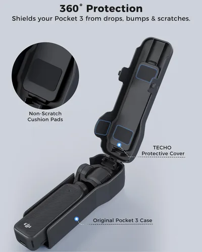 Vista 4 de TECHO Funda para DJI Osmo Pocket 3/Xtra Muse Accesorios, Compartimento de filtro dedicado, funciona con la cubierta original, protección completa