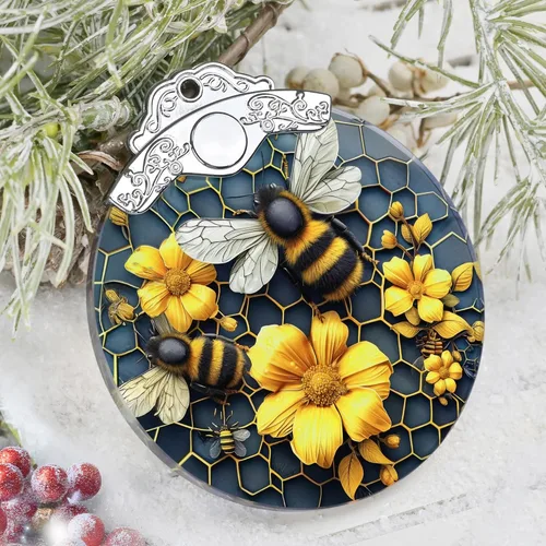 Vista 4 de Decoración navideña de abejas, adornos para árbol de vitrales, regalo de Navidad para amigos, familiares, compañeros de trabajo