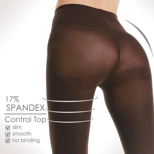 Vista 4 de G&Y 2 pares de medias semiopacas para mujer Pantimedias superiores de control de microfibra 40D