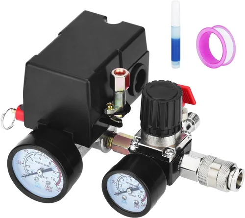 Vista 17 de Válvula de control universal del interruptor de presión del compresor de aire (90-120 PSI, 110V-240V) con regulador de 0-180 PSI y válvula de alivio