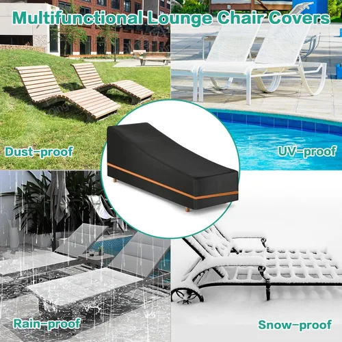 Vista 4 de Waterproof Garden Sunbed Cover,Heavy Duty 600D Oxford Fabric Windproof Outdoor Sun Lounger Covers Anti-UV Patio Sunbed Lounger