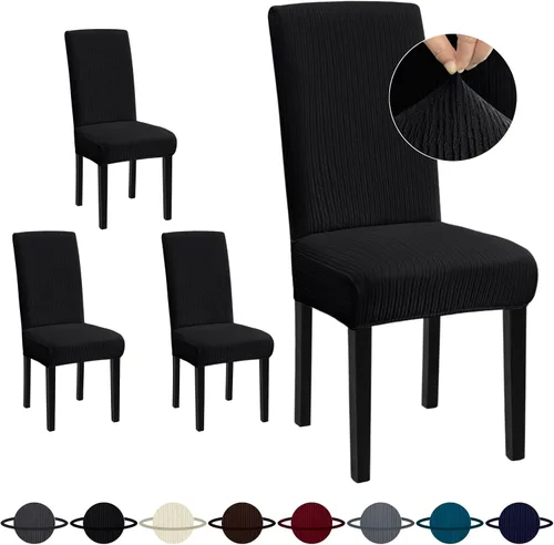Vista 58 de Sufdari Juego de 4 fundas para sillas de comedor, color beige, antideslizantes, de elastano, elásticas, para comedor, hotel (Grande)