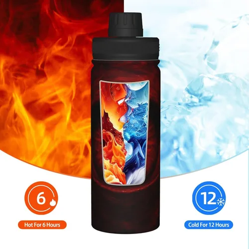 Vista 6 de Scarlet Eye Printed Insulated Water Bottle, 18oz Stainless Steel Funny Travel Mug, Leakproof Hot & Cold for Sports, Gym, Hiking