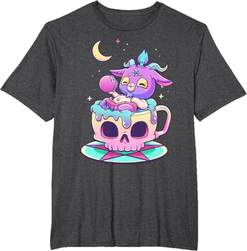 Vista 66 de Kawaii Pastel Goth Cute espeluznante Pentáculo Baphomet - Camiseta de cabra, Negro