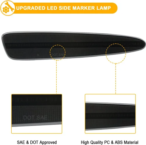 Vista 4 de R&F Auto 4 piezas de lámparas laterales LED con lente ahumada compatibles con Corvette C6 (2005-2013)/Z06/ZR1/Grand Sport/Z06 Carbon Amber Red LED