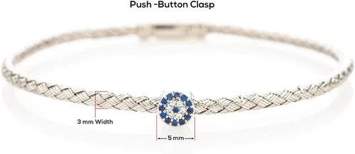 Vista 3 de Evil Eye Sterling Silver Bangle Bracelet for Women