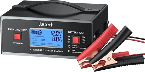 Vista 9 de Justech Cargador de batería de 8 voltios, mantenedor inteligente Amarillo