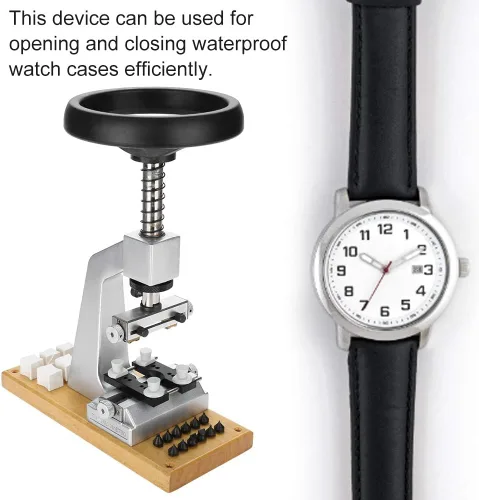 Vista 2 de Focket Abridor de caja de reloj, herramienta de reparación de reloj con rosca 5700, herramienta de reparación de reloj de pulsera con 6 troqueles