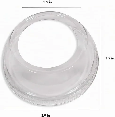 Vista 4 de Tapa de cúpula de orificio ancho, tapas de plástico PET de 3.858 in de diámetro [caja de 1000 unidades]
