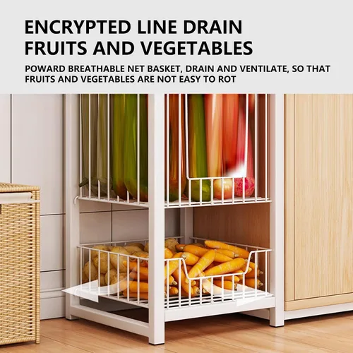 Vista 5 de Shelves Kitchen Storage Shelves with Cabinet Doors, Multi-Layer Floor Standing Rack Shelf Ideal for Bathroom, Closet, Garage, Organizers and
