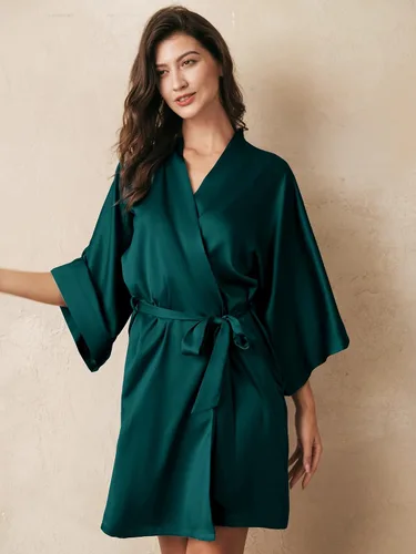 Vista 2 de AW BRIDAL - Bata estilo kimono de satén para mujer