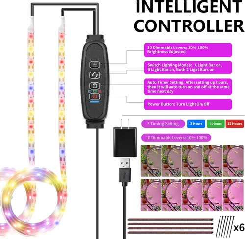 Vista 5 de Soporte para plantas de interior con luces de crecimiento, sin cables visibles, estante para plantas de 43 pulgadas de alto para interiores