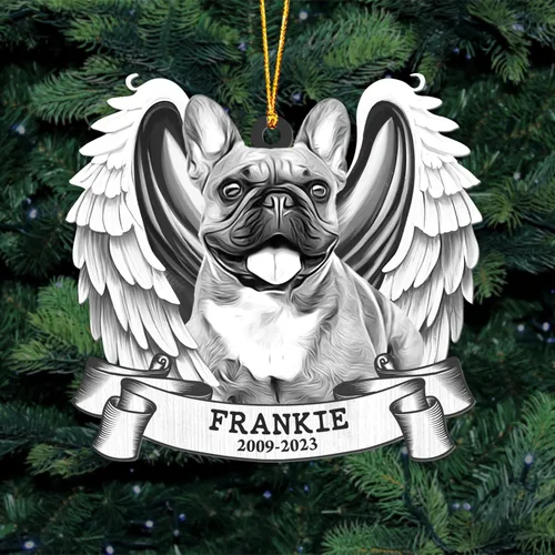 Vista 7 de GODMERCH Adorno personalizado de Golden Retriever con alas angulares, adorno conmemorativo de Navidad para perros, adorno de ángel de perro, año