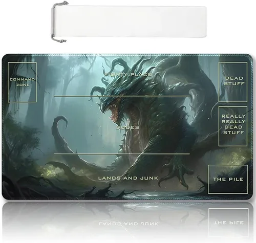 Vista 30 de Tapete de juego MTG cosido de alta calidad con zonas y parte trasera de goma antideslizante, tapete de juego TCG para MTG y otros juegos de cartas