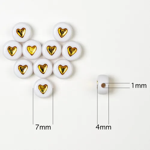 Vista 2 de Melius 500 cuentas acrílicas de corazón para pulseras, joyería, manualidades (4 x 7 redondas, corazón dorado)