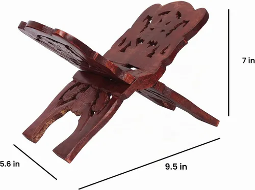 Vista 2 de ETROVES Soporte para lectura de libros de madera hecho a mano Rihal Rehal Al-Quran Bible Gita