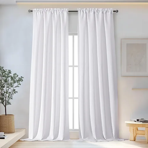 Vista 28 de OWENIE Bob Juego de 2 Paneles de Cortinas Negras de Cocina para Ventanas de 36 Pulgadas de Largo, Cortinas Cortas de Café con Textura de Lino
