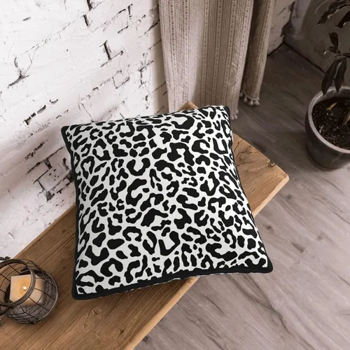 Vista 7 de Funda de almohada de terciopelo con estampado de leopardo y guepardo de 18 x 18 pulgadas, funda de almohada cuadrada decorativa en blanco y negro