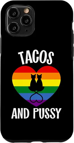 Vista 28 de Funda Queer para iPhone 14 Pro Max Lesbian Pride Stuff Tacos y Pussy Cats