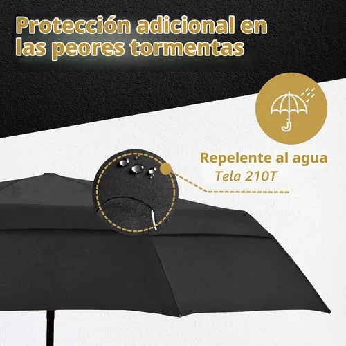 Vista 4 de Windproof Travel Umbrella Auto Open Close, Compact 42" Folding Umbrella Negro