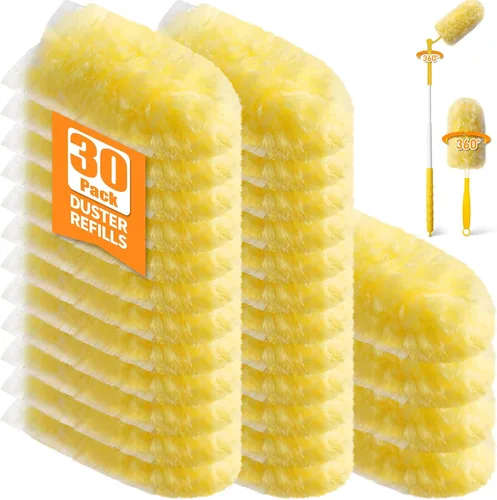 Vista 9 de 80 repuestos de plumero con 1 mango corto y mango extensible de 3 pies, compatible con Swiffer Duster, plumeros de limpieza de microfibra
