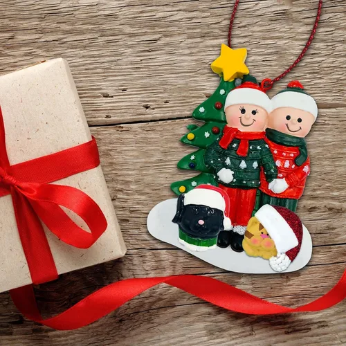 Vista 5 de Adorno de Pareja con Mascotas Perros Gatos - Adorno de Navidad de Pareja con Mascota Perro Gato, Adorno de Navidad de Pareja Adicional con Mascota