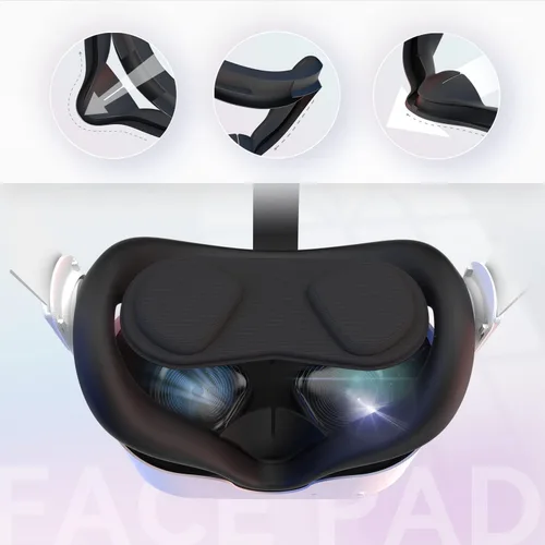 Vista 7 de CNBEYOUNG VR Face Cover and Lens Cover Compatible with Quest 2, Sweatproof Silicone Face Pad Mask & Face Cushion for Quest 2 VR Headset, Washable