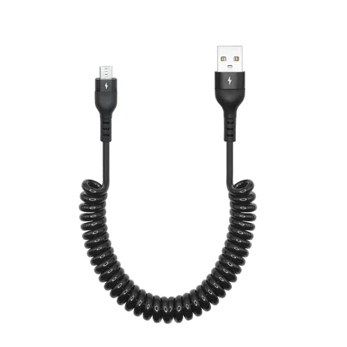 Vista 8 de Cable de resorte de expansión micro USB de 1 a 2 pies, USB en espiral a macho a micro USB macho cable de resorte de carga y transferencia de datos