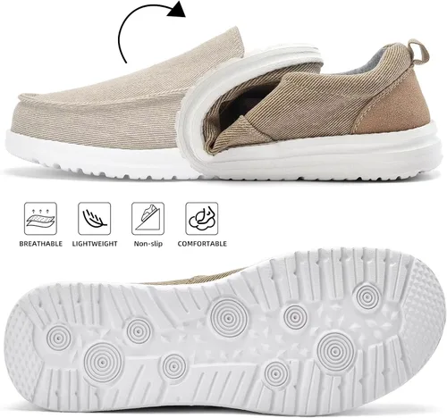 Vista 2 de Mocasines casuales para hombre, zapatos náuticos para hombre, cómodos, ligeros, de lona, antideslizantes, zapatos para caminar