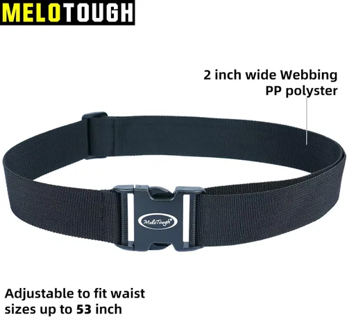 Vista 5 de MELOTOUGH Cinturón de herramientas acolchado con anillo en D para hombre, resistente y duradero, doble hebilla de rodillo de metal, hebilla