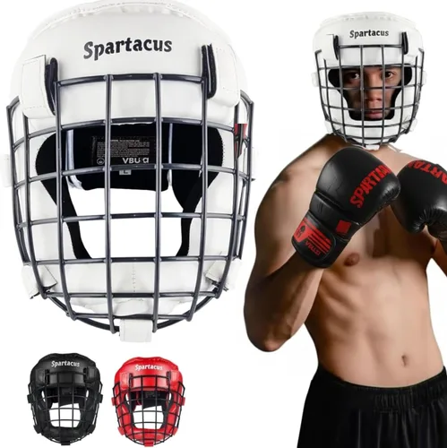 Vista 10 de Casco de boxeo con rejilla extraíble para la cara, protector de piel Maya MMA para Sparring, Muay Thai, Kickboxing y Karate, antideslizante, casco