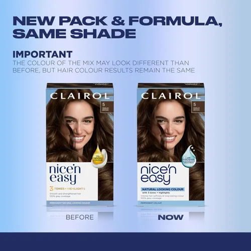 Vista 3 de Clairol Nice'n Easy - Tinte permanente para el cabello, color castaño medio 5, paquete de 3 unidades 5 Marrón medio