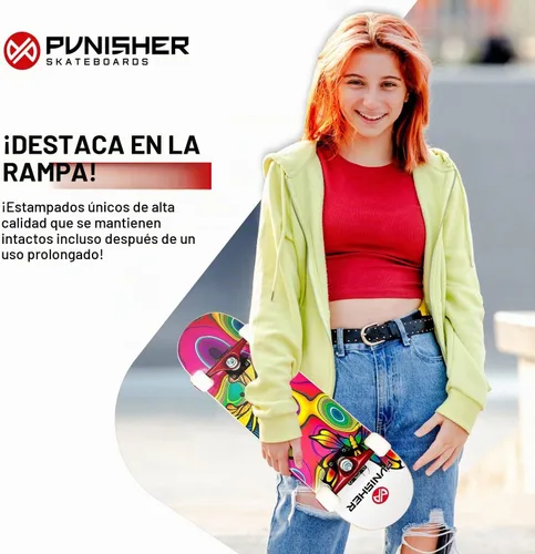 Vista 5 de Punisher Monopatín para niñas completo con rodamientos ABEC-7 de arce canadiense ABEC-7 de 31.5 x 7.75 pulgadas